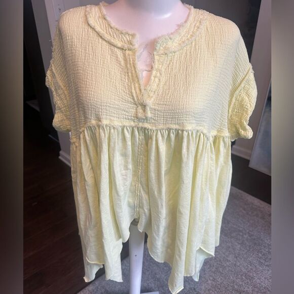 We The Free OVERSIZED Sugar Rush Babydoll Top (yellow) XS - Picture 1 of 5